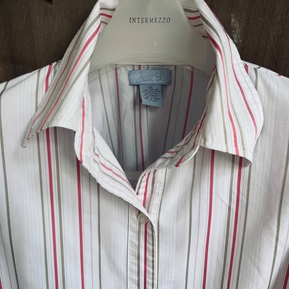 Striped Shirt Plus Size 3X Button Down 3/4 sleeves - Picture 4 of 10